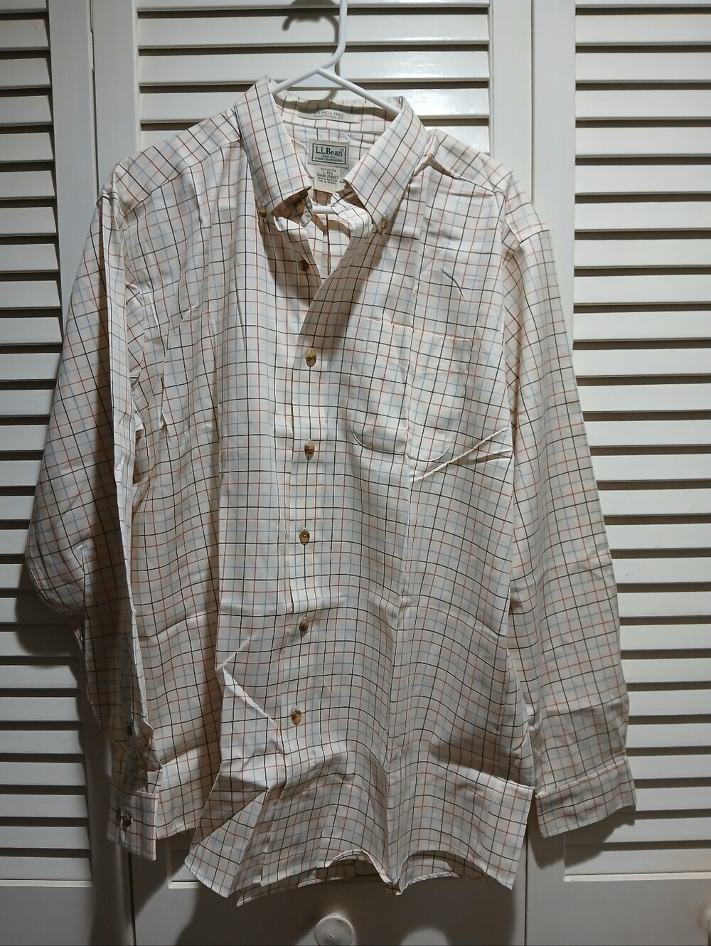 L.L.Bean 100% Cotton Plaid Button-Down Shirt – Large